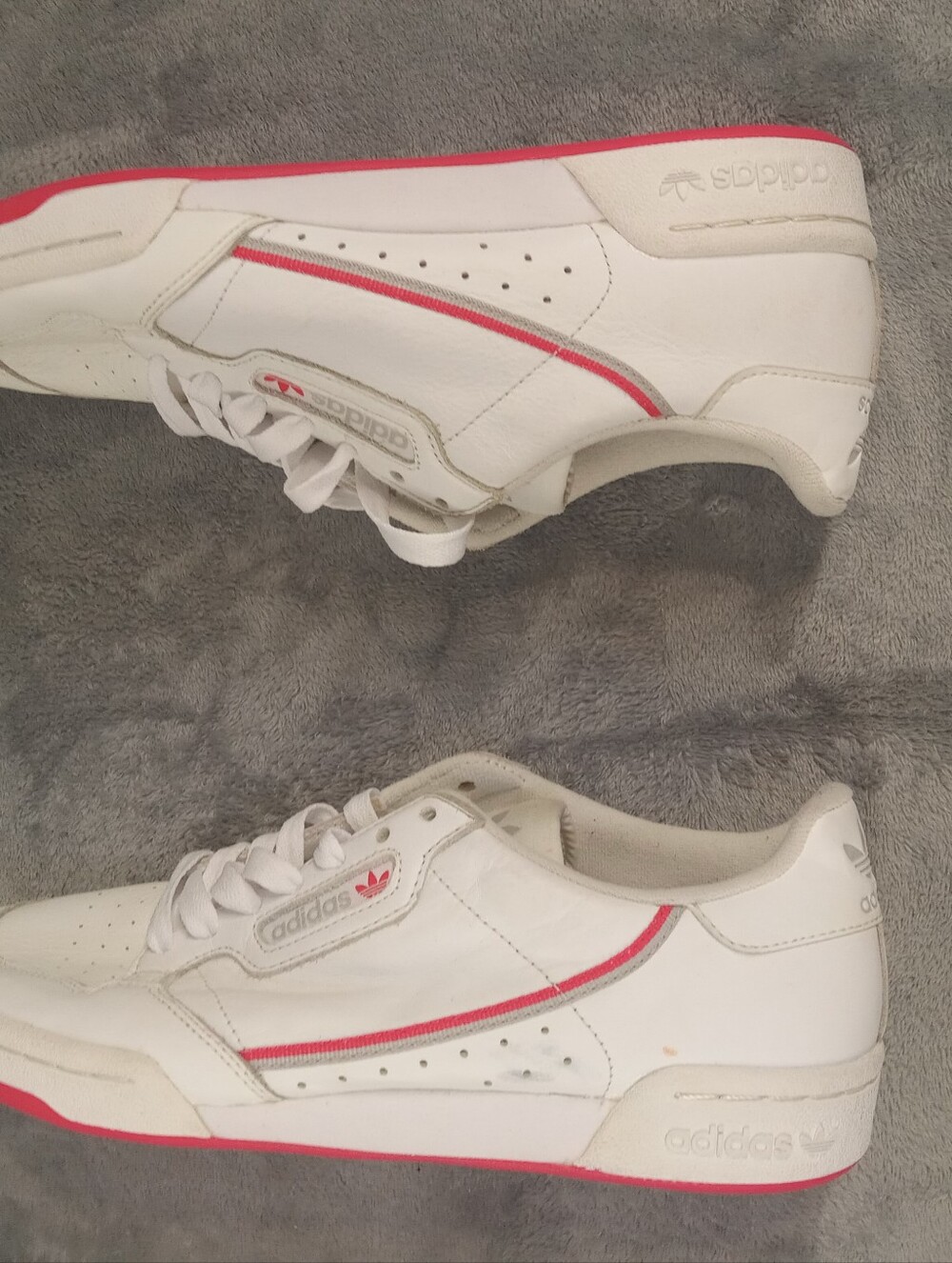 adidas Women's Continental 80 Off White Leather Sneakers with Pink Trim Size 9 - Picture 5 of 7